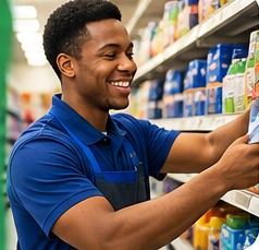 Adult working in a retail setting